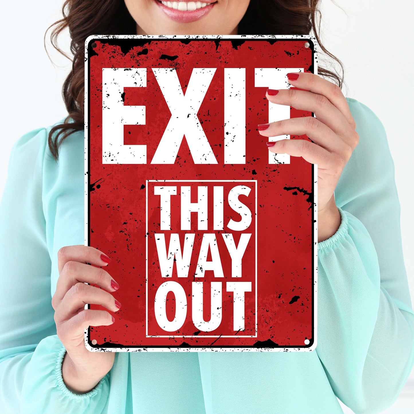 Exit this way out Metallschild XL in 21x28 cm ohne Pfeil