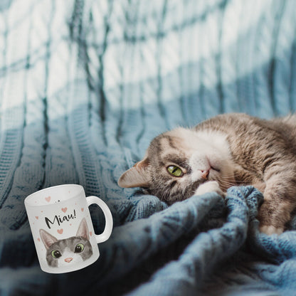 Miau Katze Glas Tasse