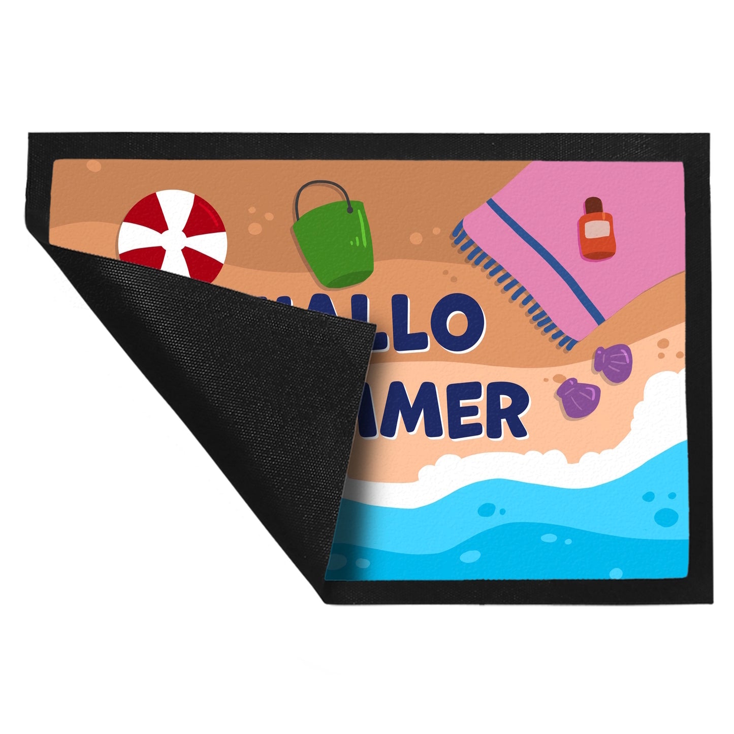 Hallo Sommer Fußmatte XL in 40x60 cm mit Strandmotiv