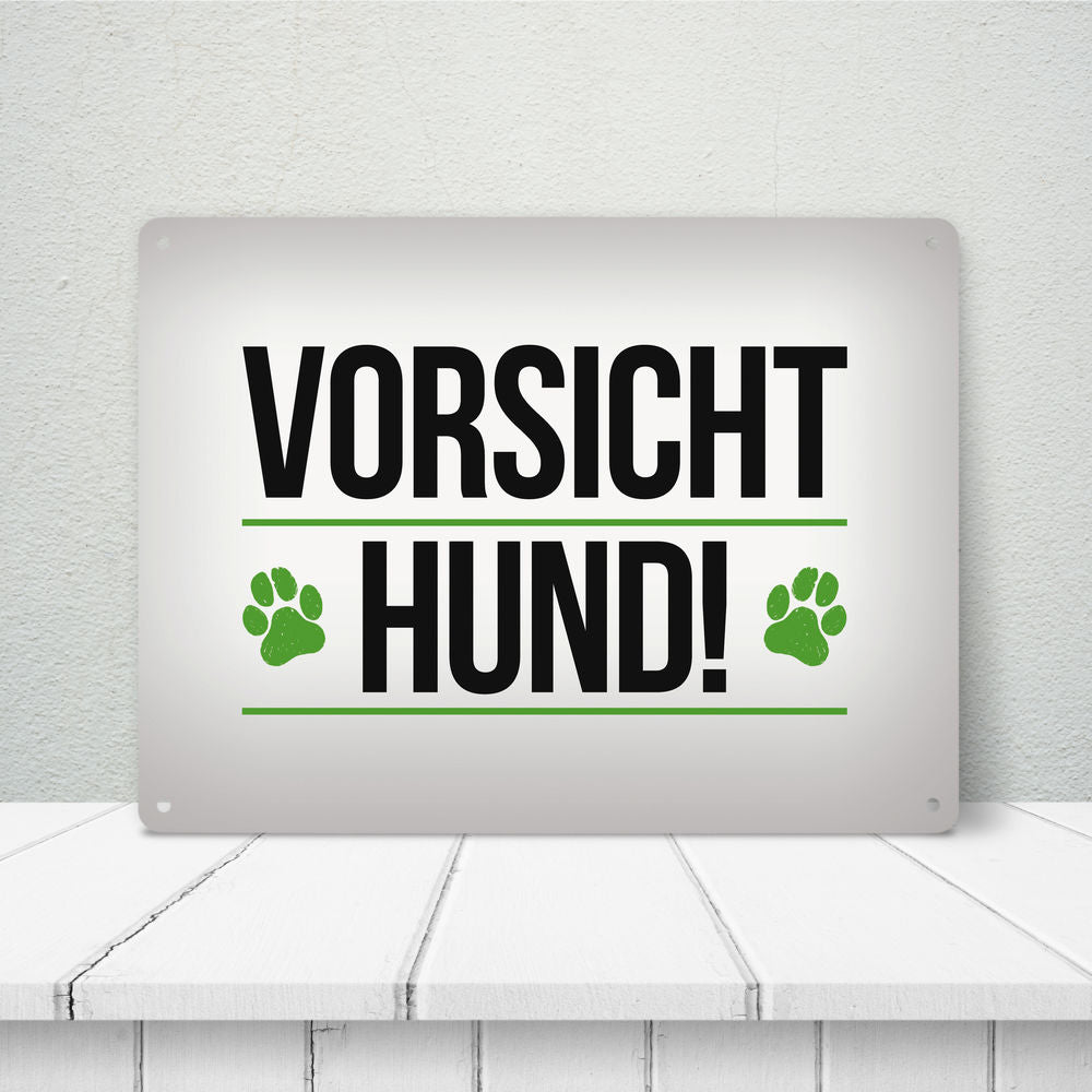 Metallschild XL mit Spruch: Vorsicht Hund!