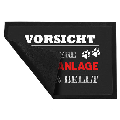 Vorsicht unsere Alarmanlage beißt & bellt Fußmatte XL in 40x60 cm