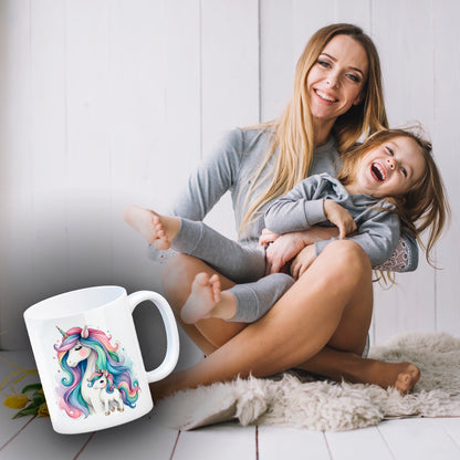 Einhorn-Mama mit Kind Kaffeebecher