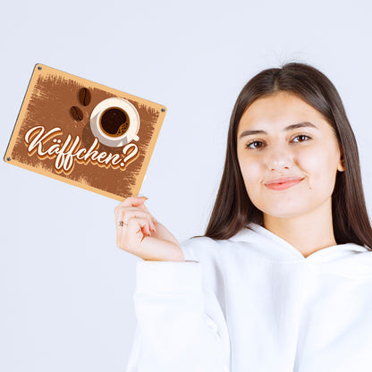 Käffchen? Metallschild im Retrolook mit Kaffee-Motiv