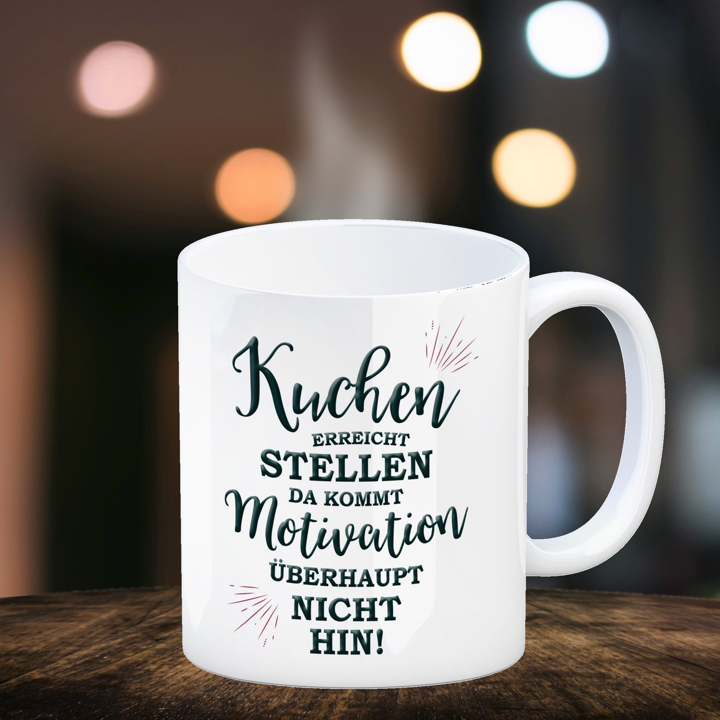 Kaffeebecher mit Spruch: Kuchen erreicht Stellen, da kommt ...