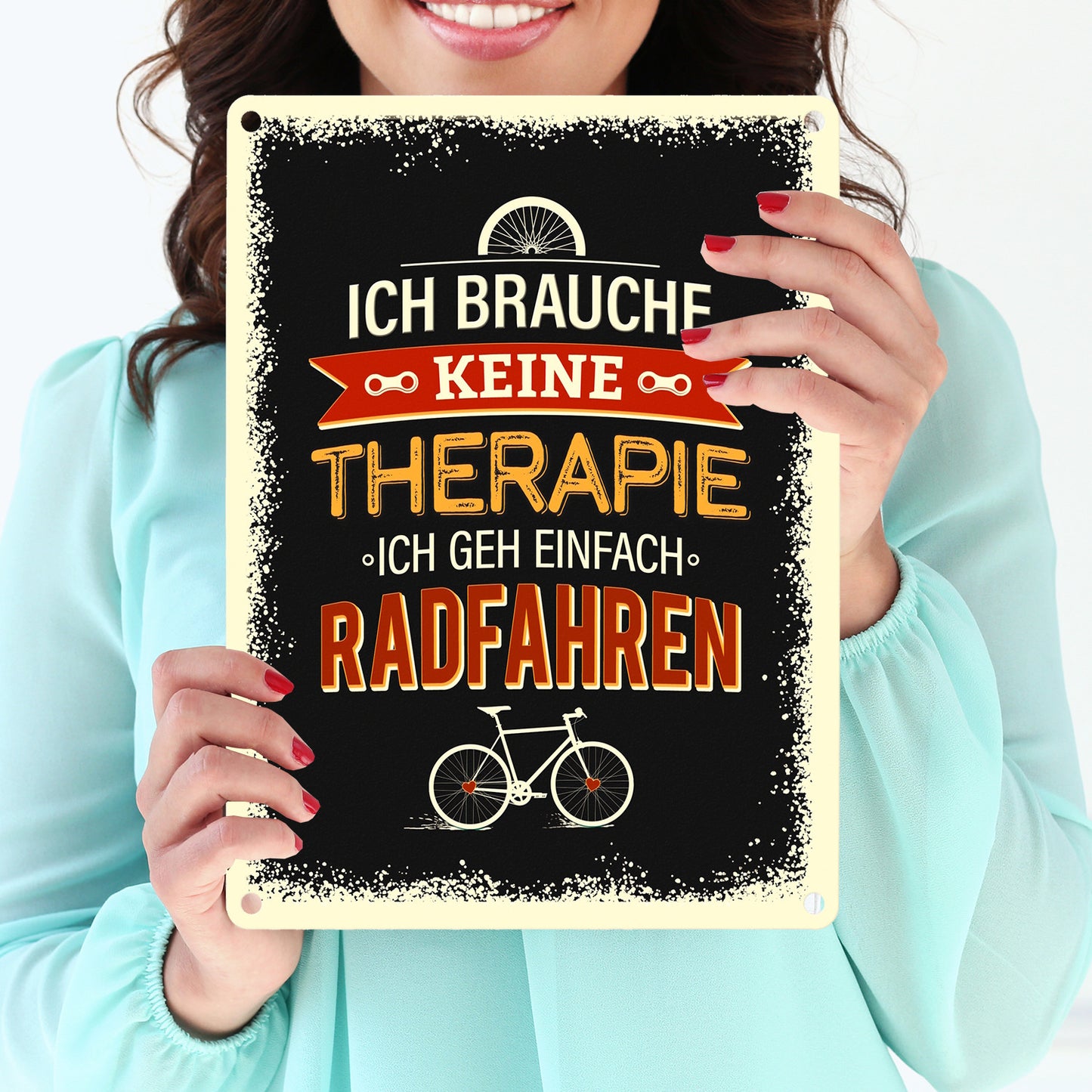 Ich brauche keine Therapie ich gehe Radfahren Metallschild