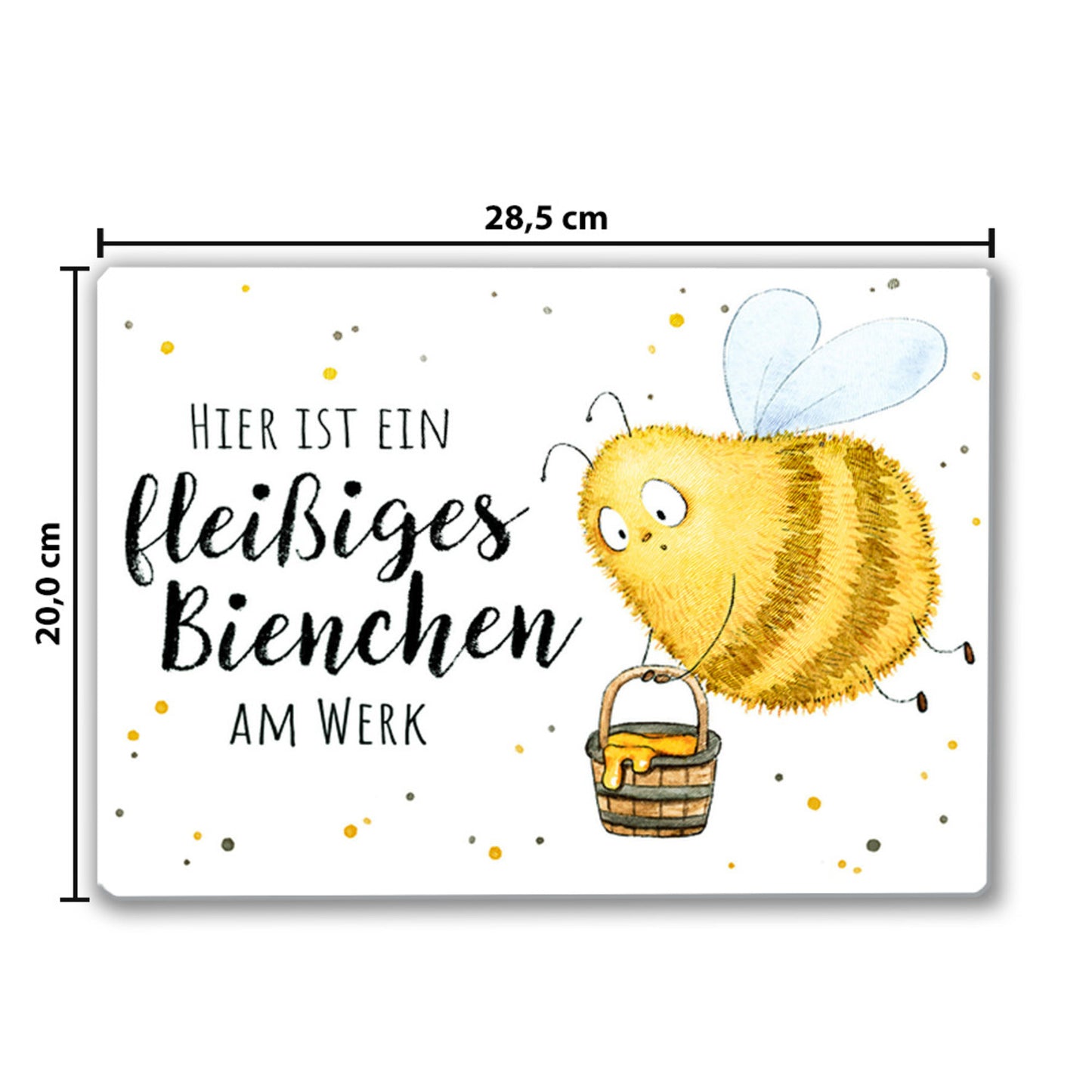 Pummel Biene Schneidebrett aus Glas mit Spruch fleißiges Bienchen am Werk