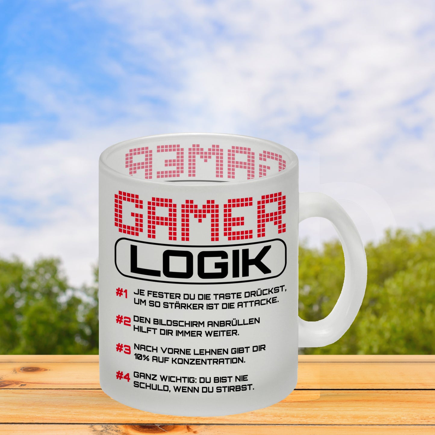 Gamer Logik Glas Tasse in rot