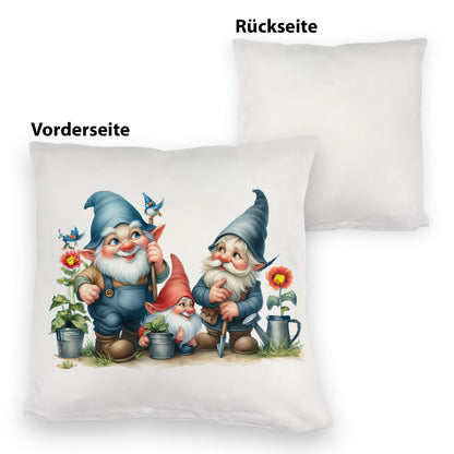 Drei lustige Gartenzwerge Kuschelkissen