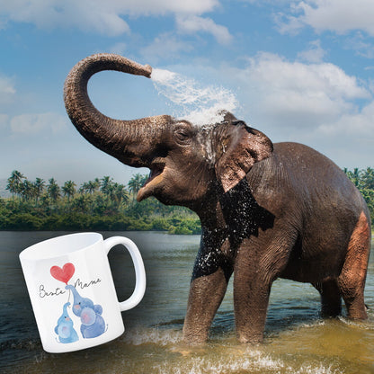 Elefant Mutter und Kind Kaffeebecher mit Spruch Beste Mama