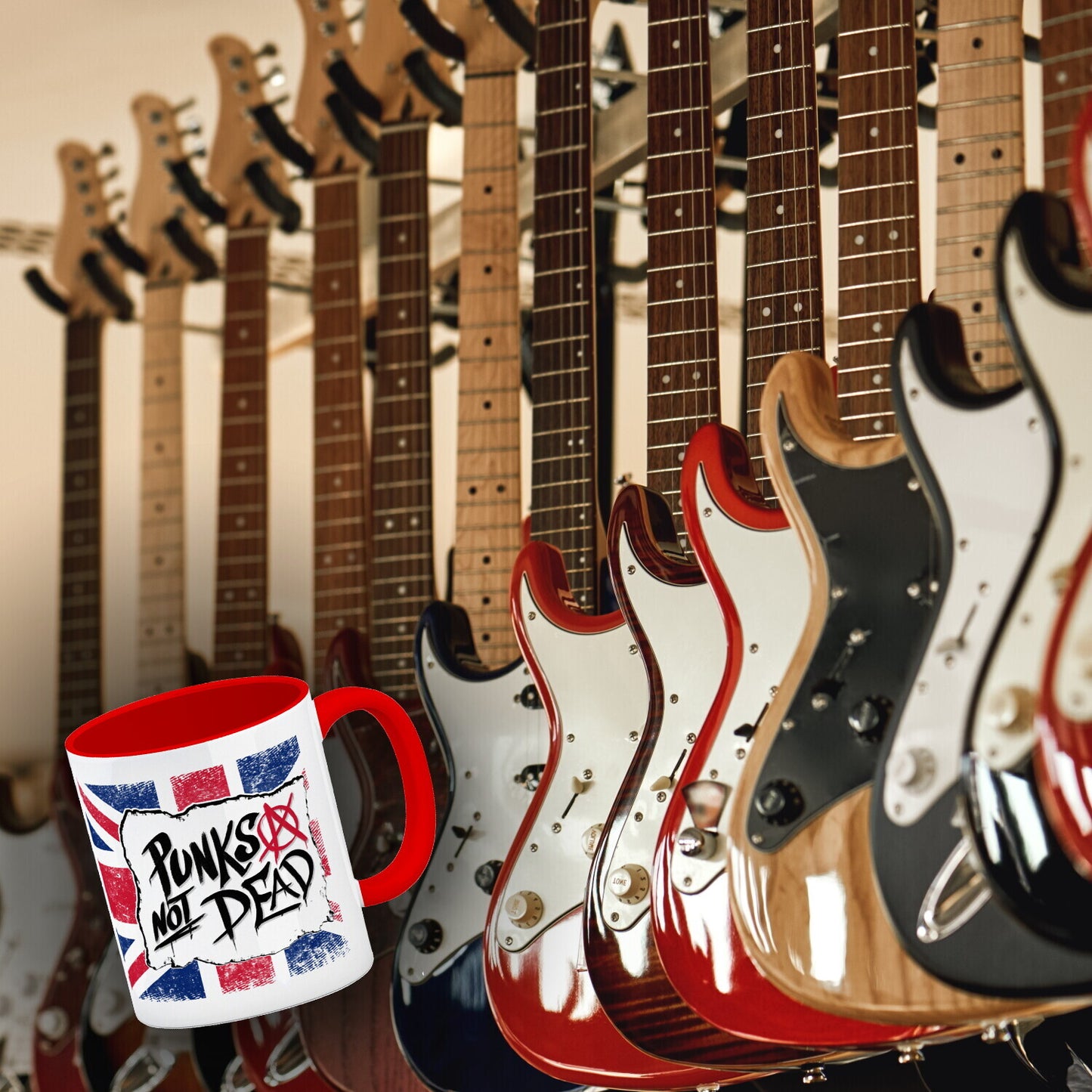 Punks not Dead Union Jack Kaffeebecher Rot