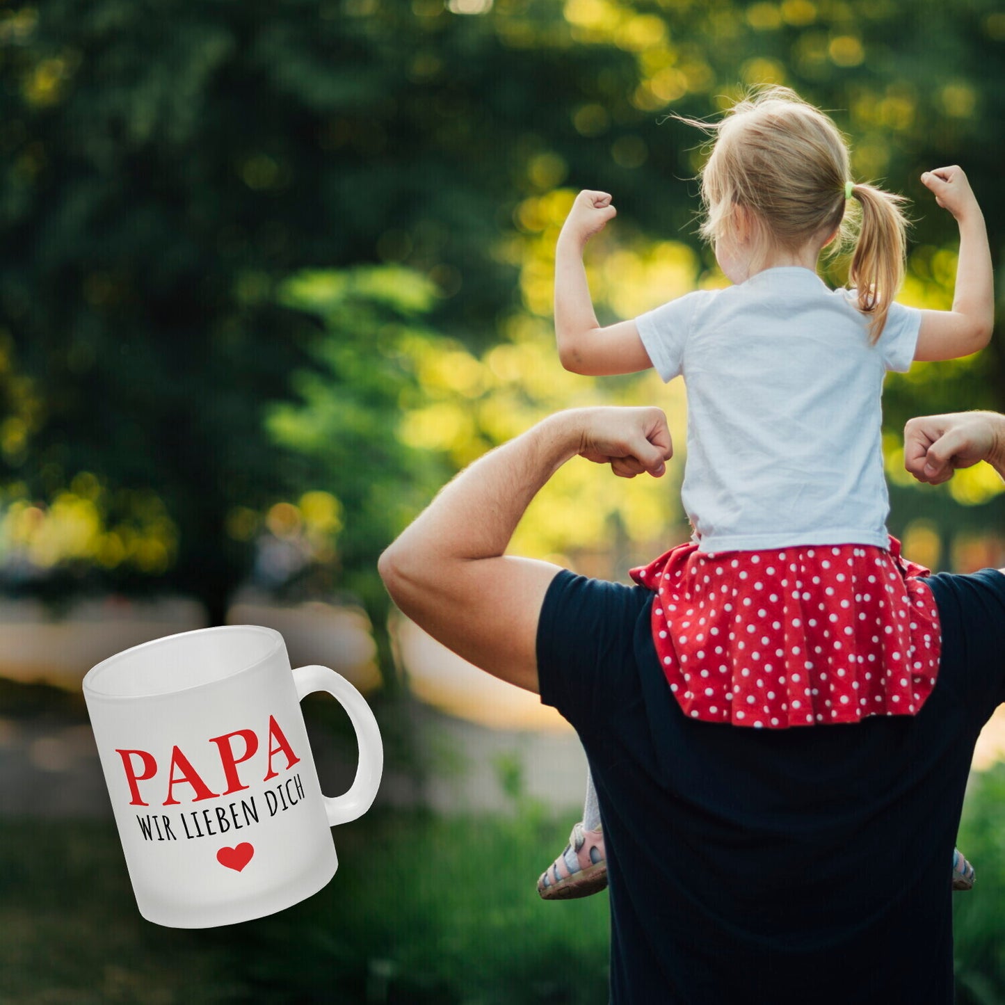 Papa wir lieben dich Glas Tasse in rot mit Herz