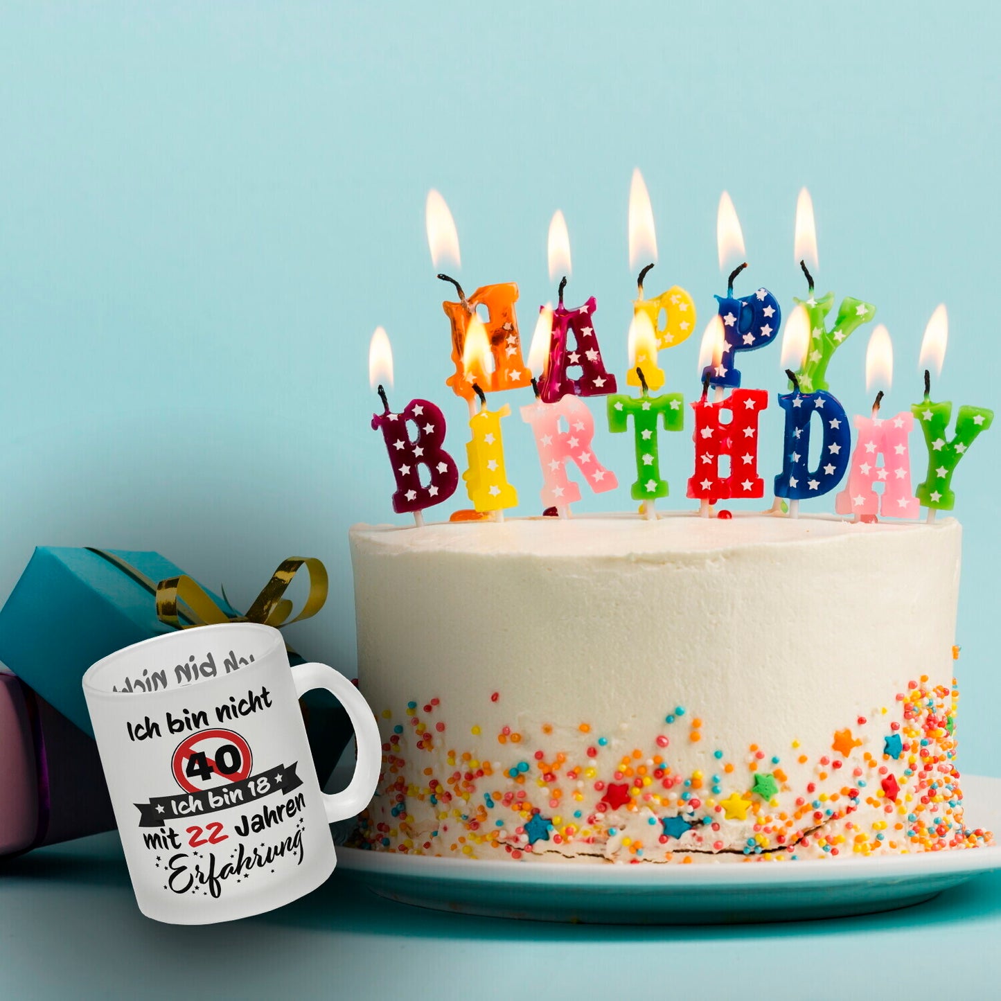 40. Geburtstag Glas Tasse mit lustigem Spruch: 18 mit Erfahrung