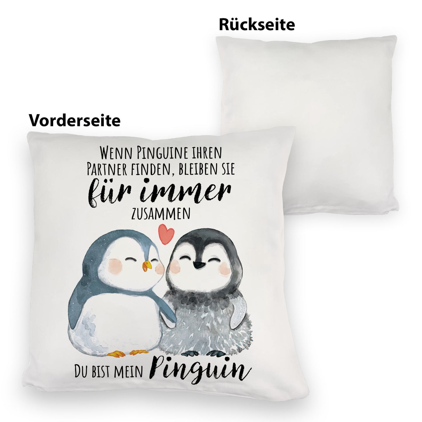 Pinguinpärchen Kuschelkissen mit Spruch Du bist mein Pinguin