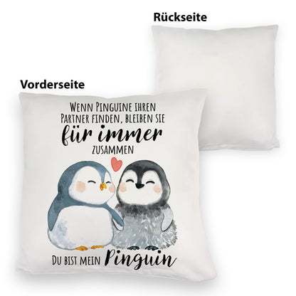 Pinguinpärchen Kuschelkissen mit Spruch Du bist mein Pinguin