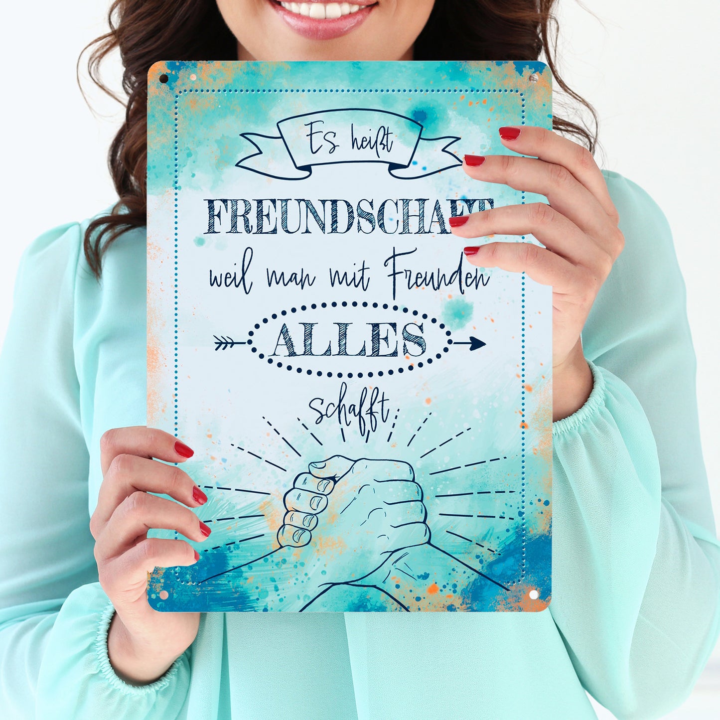 Freundschaft Metallschild XL in 21x28 cm mit tollem Spruch