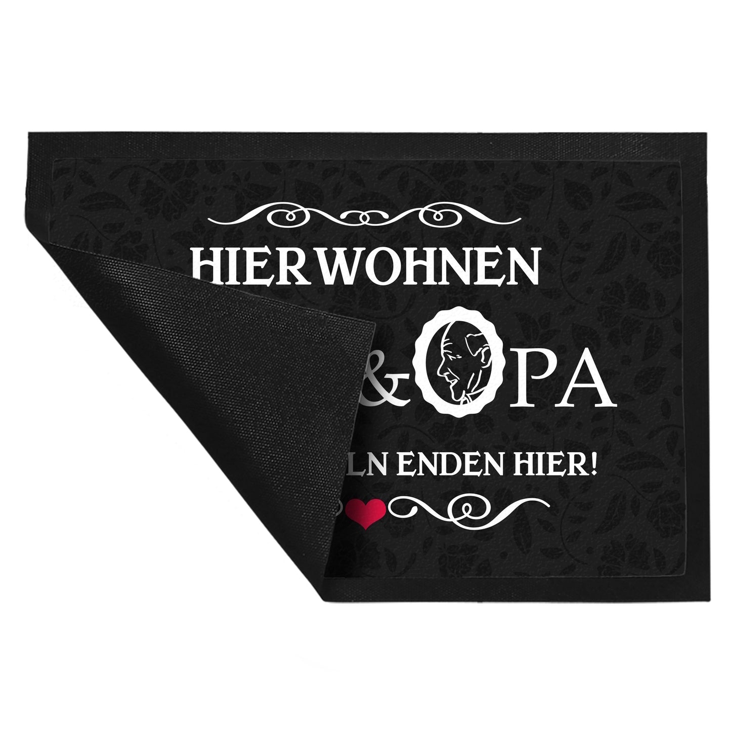 Hier wohnen Oma & Opa Fußmatte XL in 40x60 cm im Vintage-Look