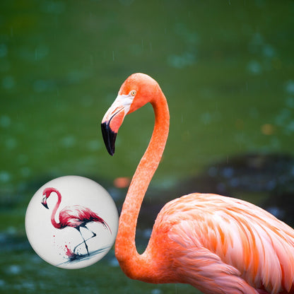 Rosa Flamingo Magnet rund