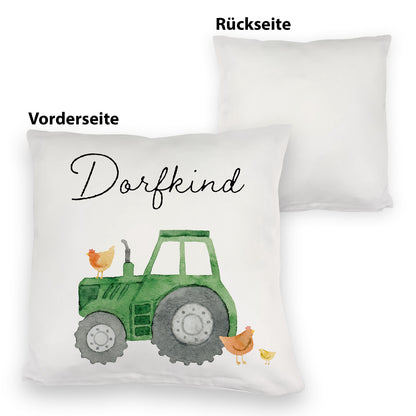 Dorfkind grüner Traktor Kuschelkissen