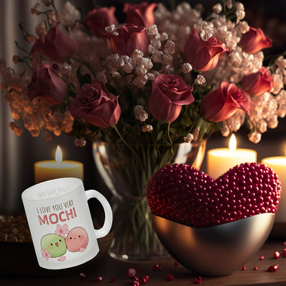 Mochi Paar Glas Tasse mit Spruch I love you very Mochi