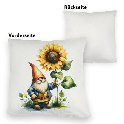 Gartenzwerg mit leuchtender Sonnenblume Kuschelkissen