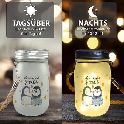 Pinguin Pärchen Solarlicht mit Spruch Ich bin immer für dich da