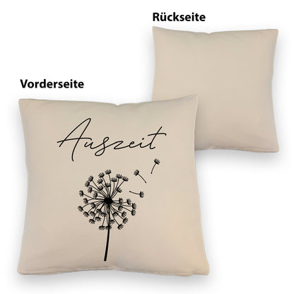 Pusteblume Kissen mit Leinenoptik mit Spruch Auszeit