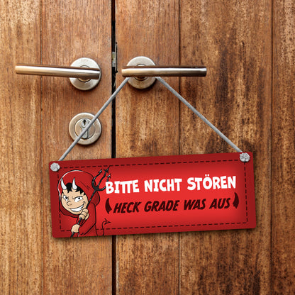 Bitte nicht stören - komm rein Wendeschild mit Teufelchen und Engelchen