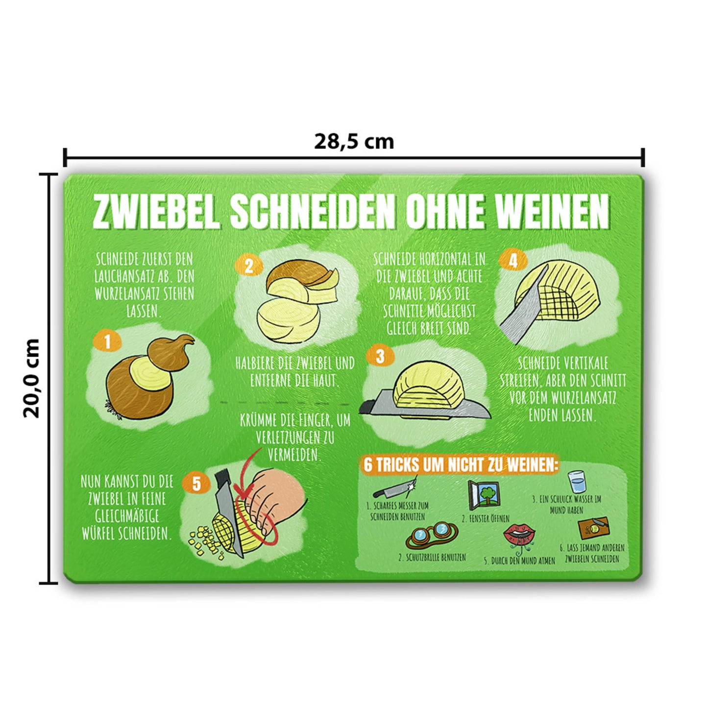 Zwiebel schneiden ohne Weinen Schneidebrett aus Glas mit Anleitung