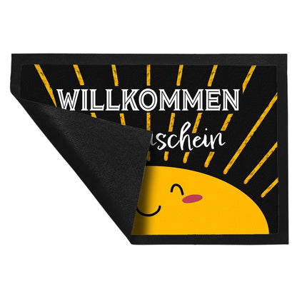 Willkommen Sonnenschein Fußmatte XL in 40x60 cm in schwarz