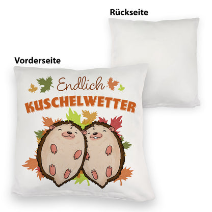 Endlich Kuschelwetter herbstliches Kuschelkissen mit Igelpaar