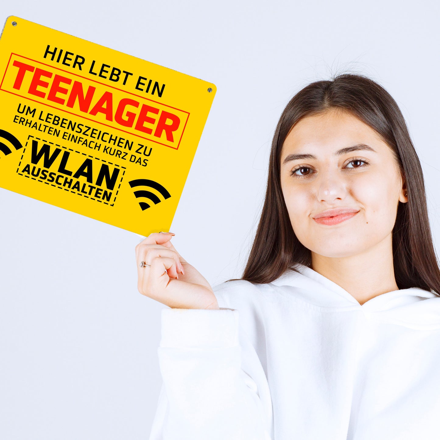 Hier lebt ein Teenager WLAN ausschalten Metallschild XL in 21x28 cm