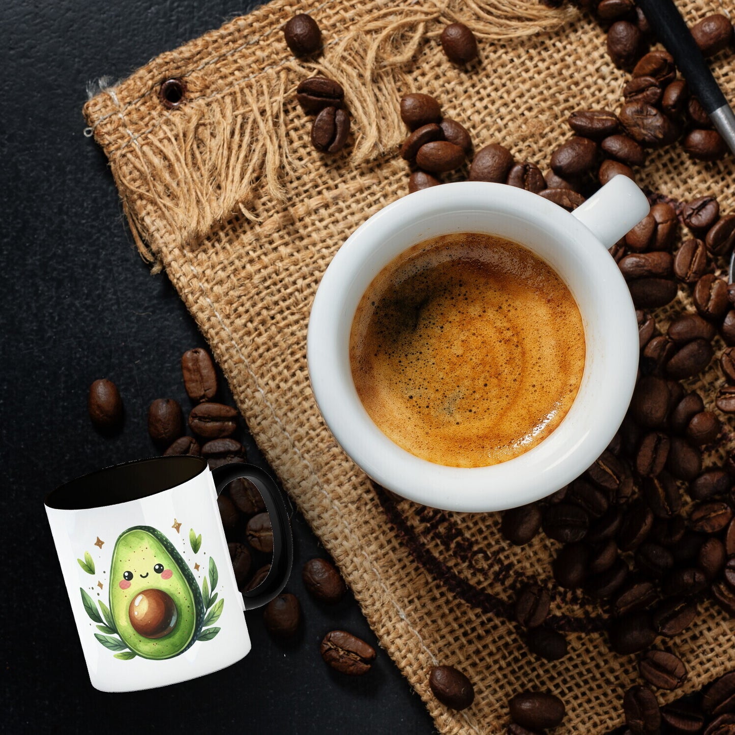 Avocado Kaffeebecher in schwarz