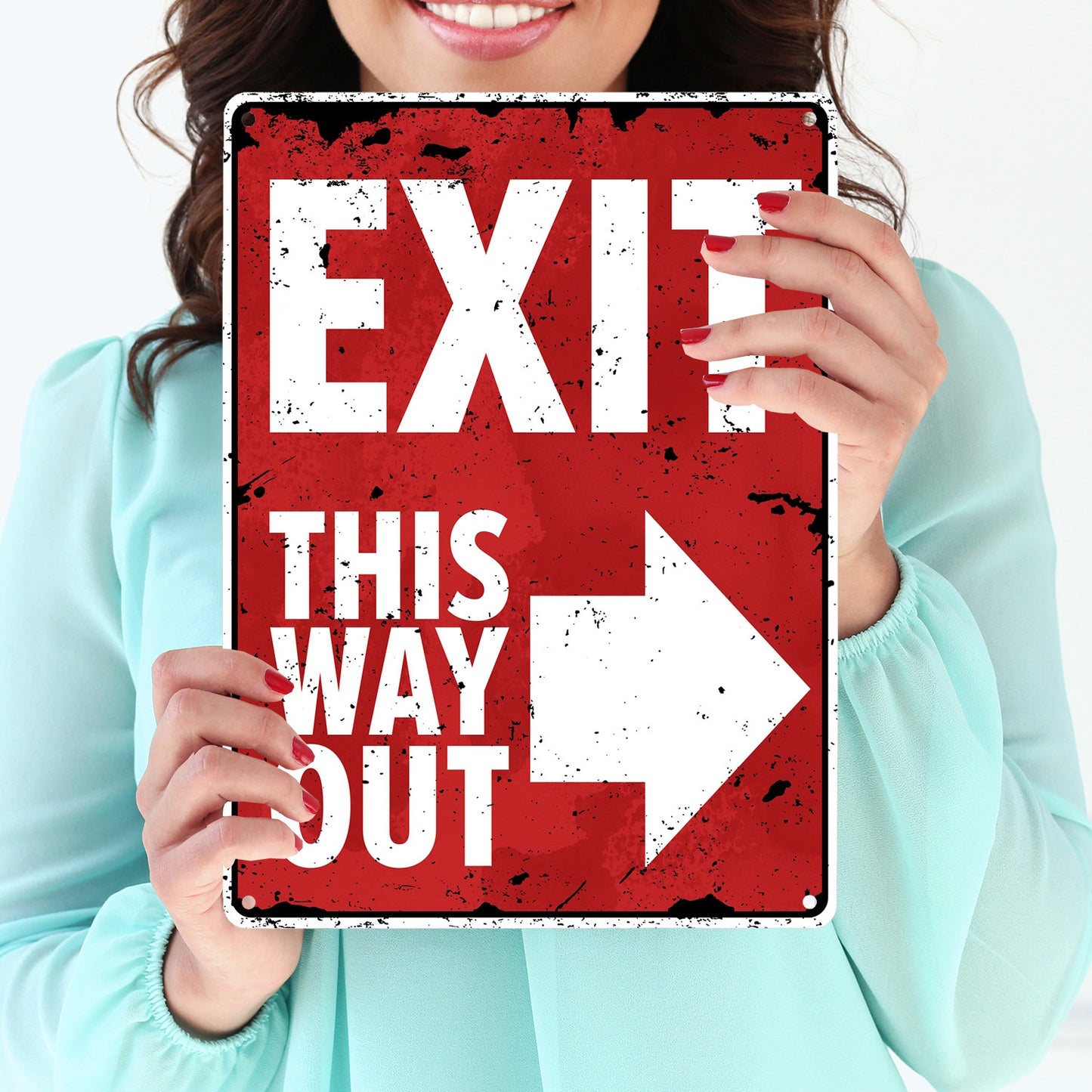 Exit this way out Metallschild XL in 21x28 cm mit Pfeil nach rechts