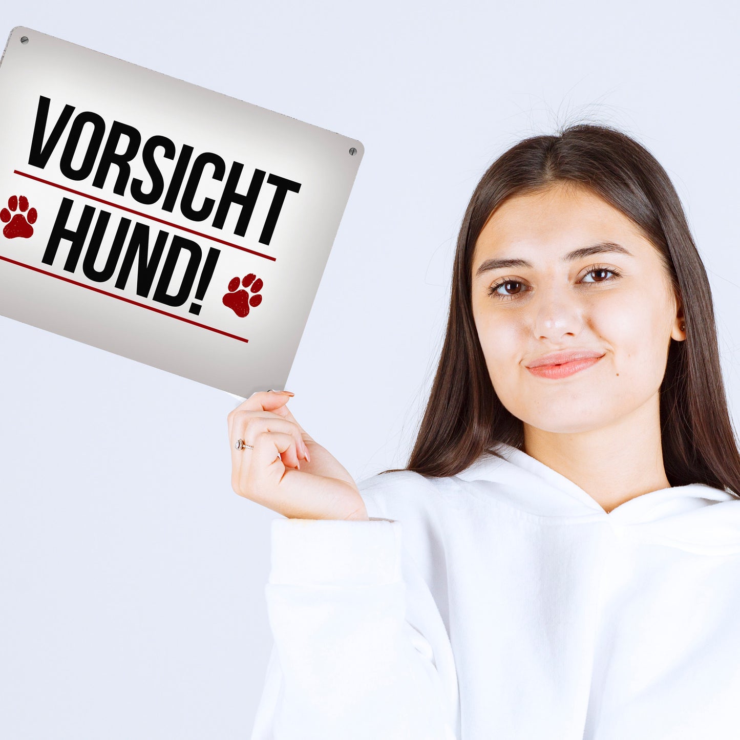 Metallschild XL mit Spruch: Vorsicht Hund!