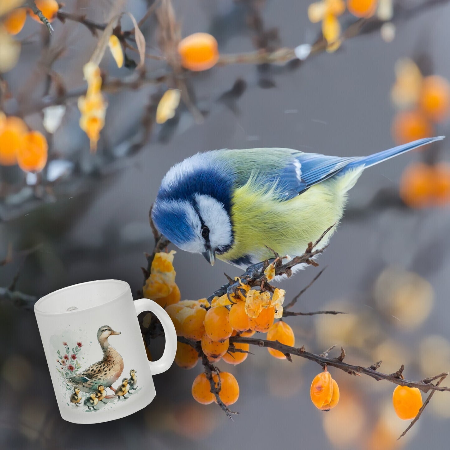 Ente mit Küken Glas Tasse