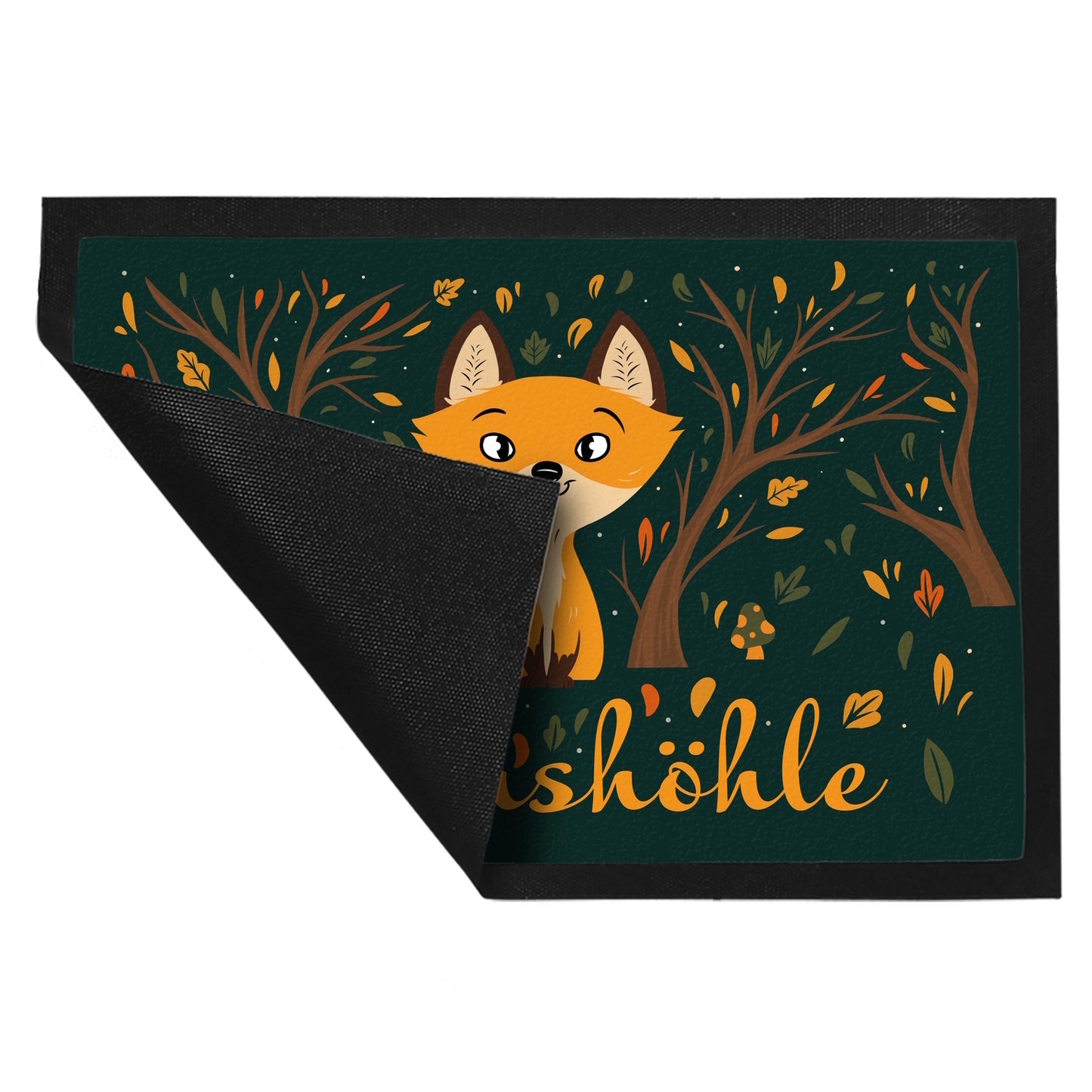 Fußmatte XL in 40x60 cm mit niedlichem Fuchs im Wald und Herbst Motiven - Fuchshöhle