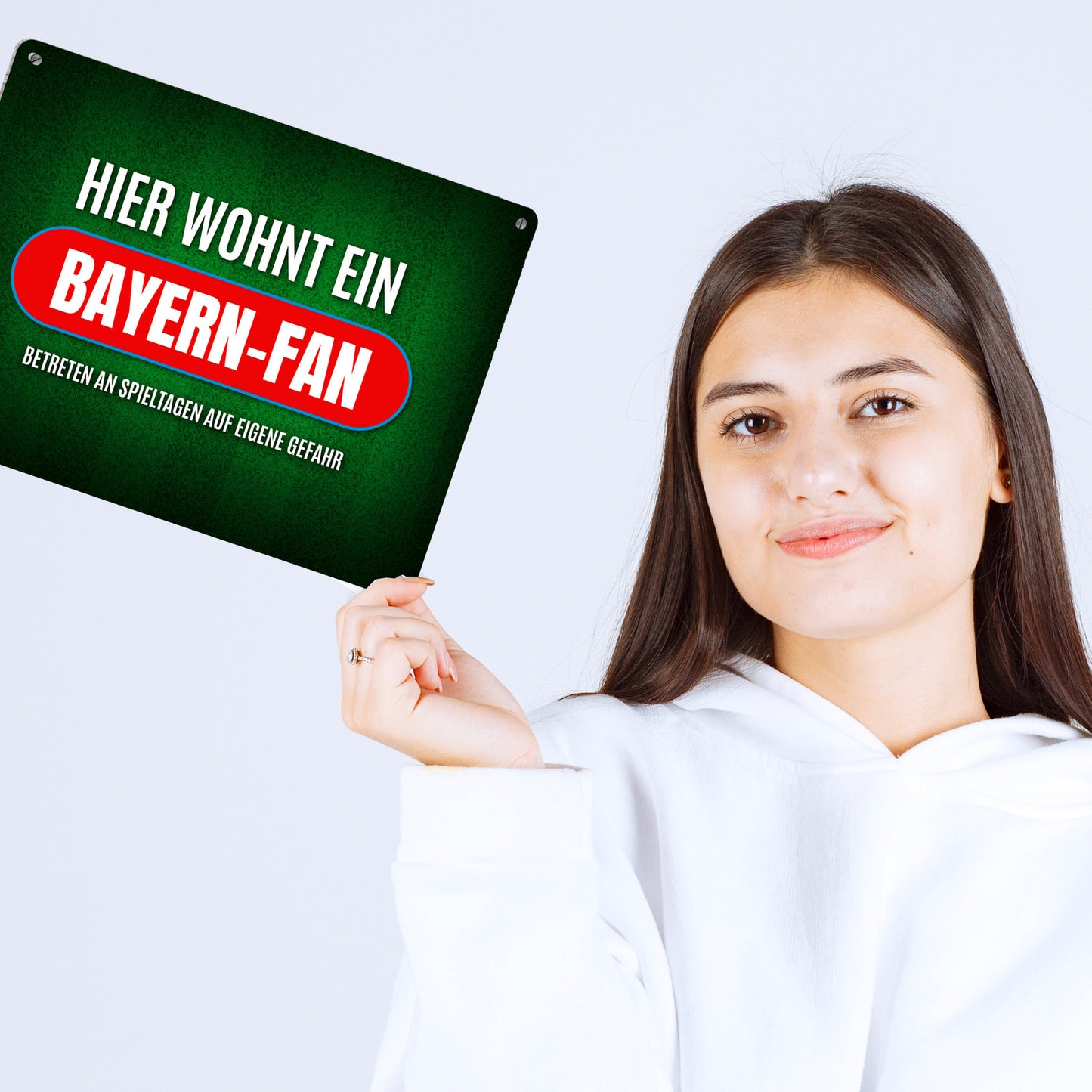 Metallschild XL mit Spruch: Hier wohnt ein Bayern-Fan