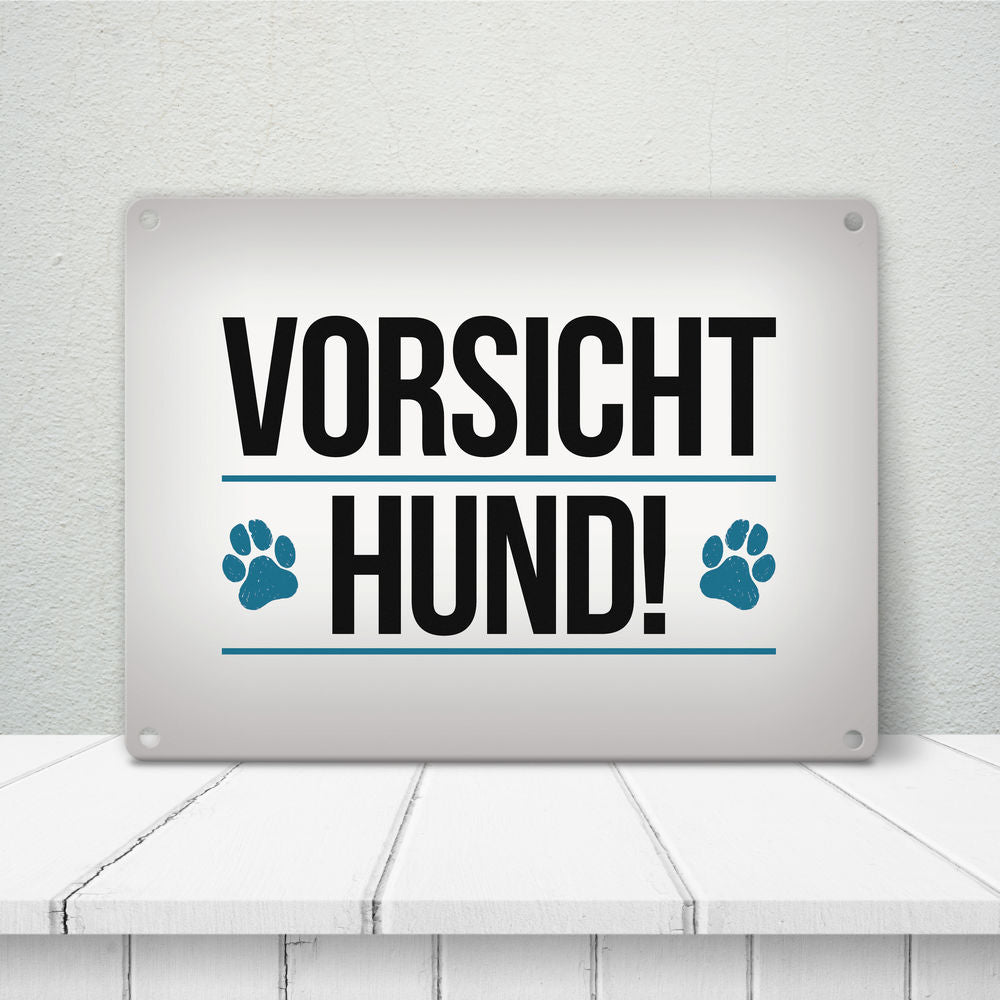 Vorsicht Hund! Pfoten Metallschild