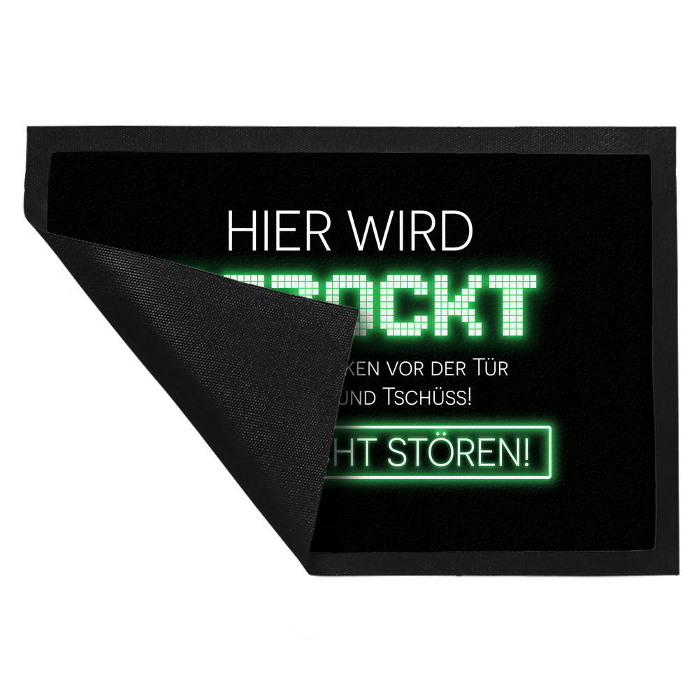 Hier wird gezockt Fußmatte XL in 40x60 cm für Gamer in grün