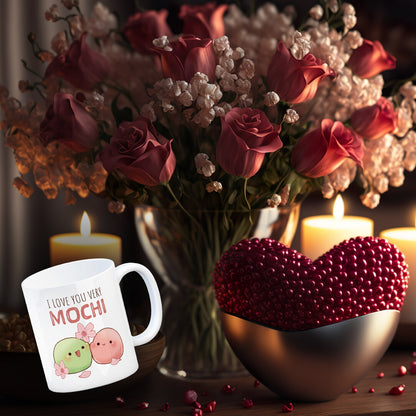 Mochi Paar Kaffeebecher mit Spruch I love you very Mochi