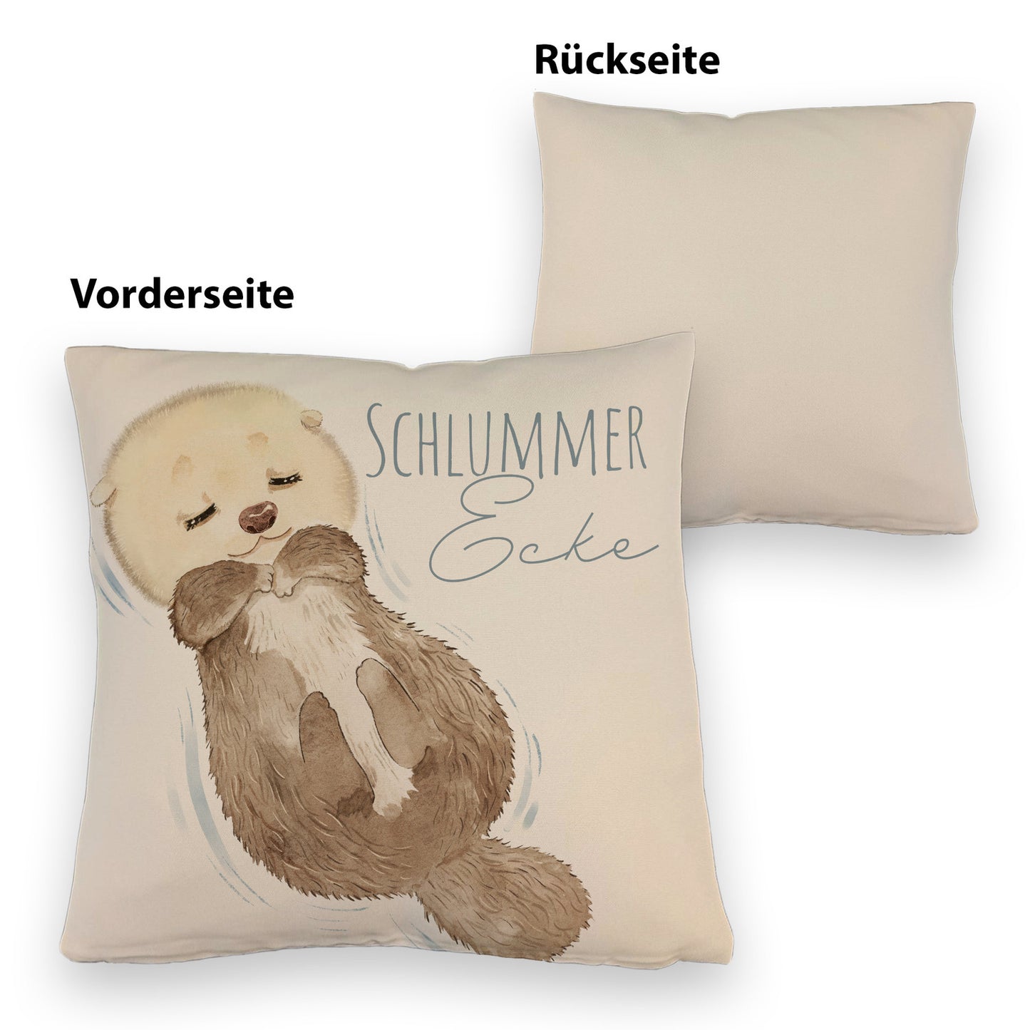 Otter Kissen mit Leinenoptik mit Spruch Schlummerecke