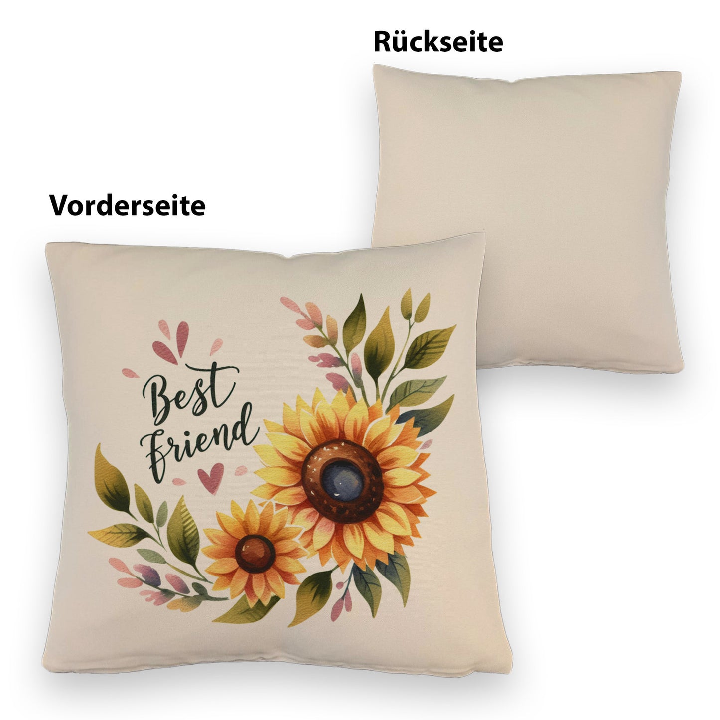 Beste Freundin Sonnenblume Kissen mit Leinenoptik mit Spruch Best friend