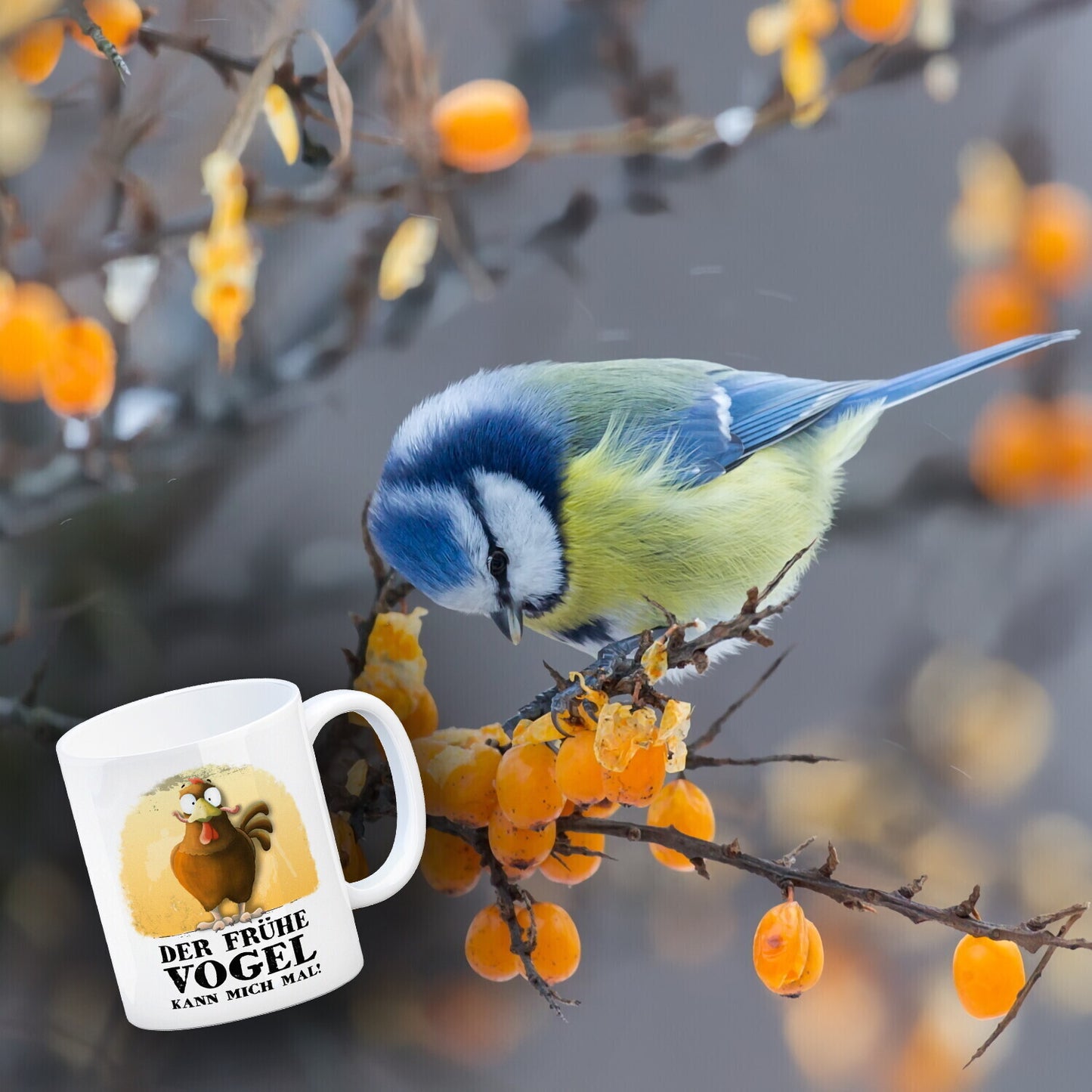 Der frühe Vogel kann mich mal Kaffeebecher mit Huhn Motiv