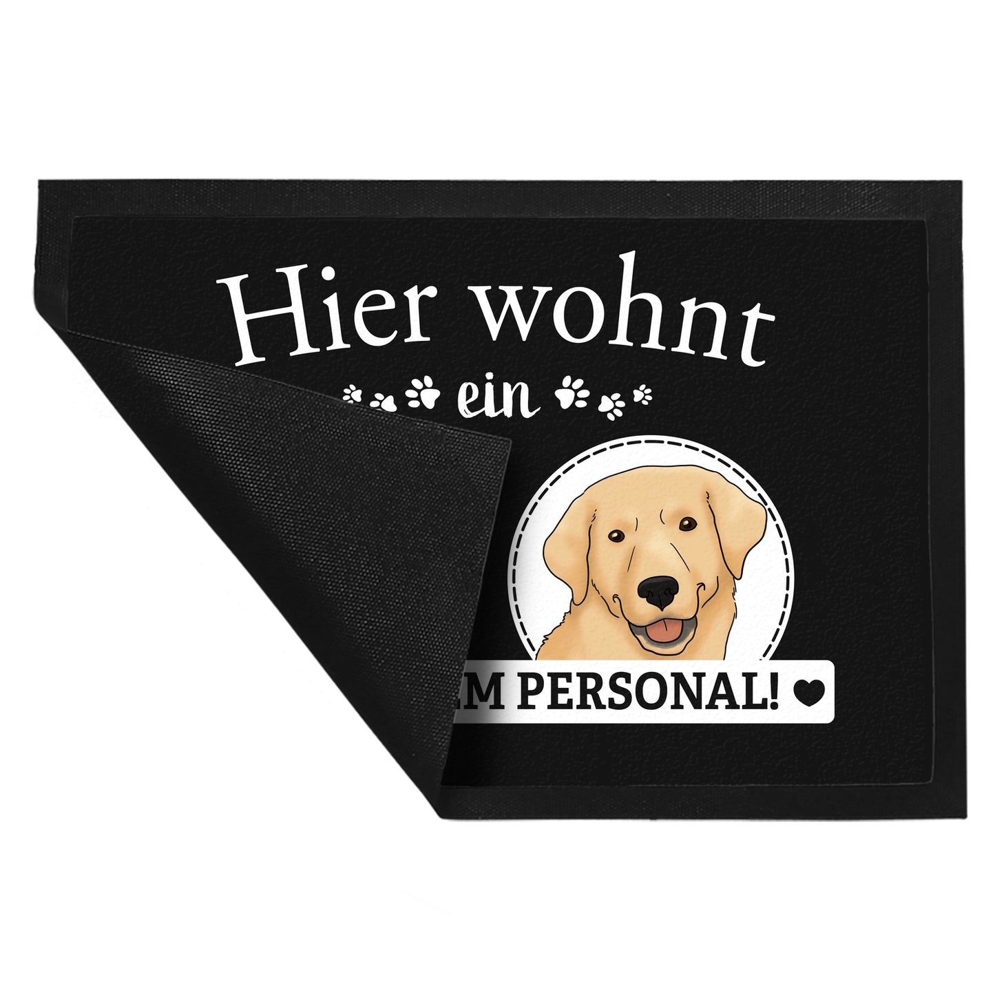 Hier wohnt ein Golden Retriever mit seinem Personal Fußmatte XL in 40x60 cm