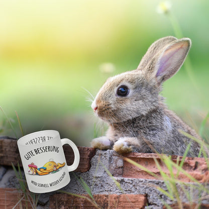 Gute Besserung, werd schnell wieder gesund Glas Tasse mit Hase Motiv