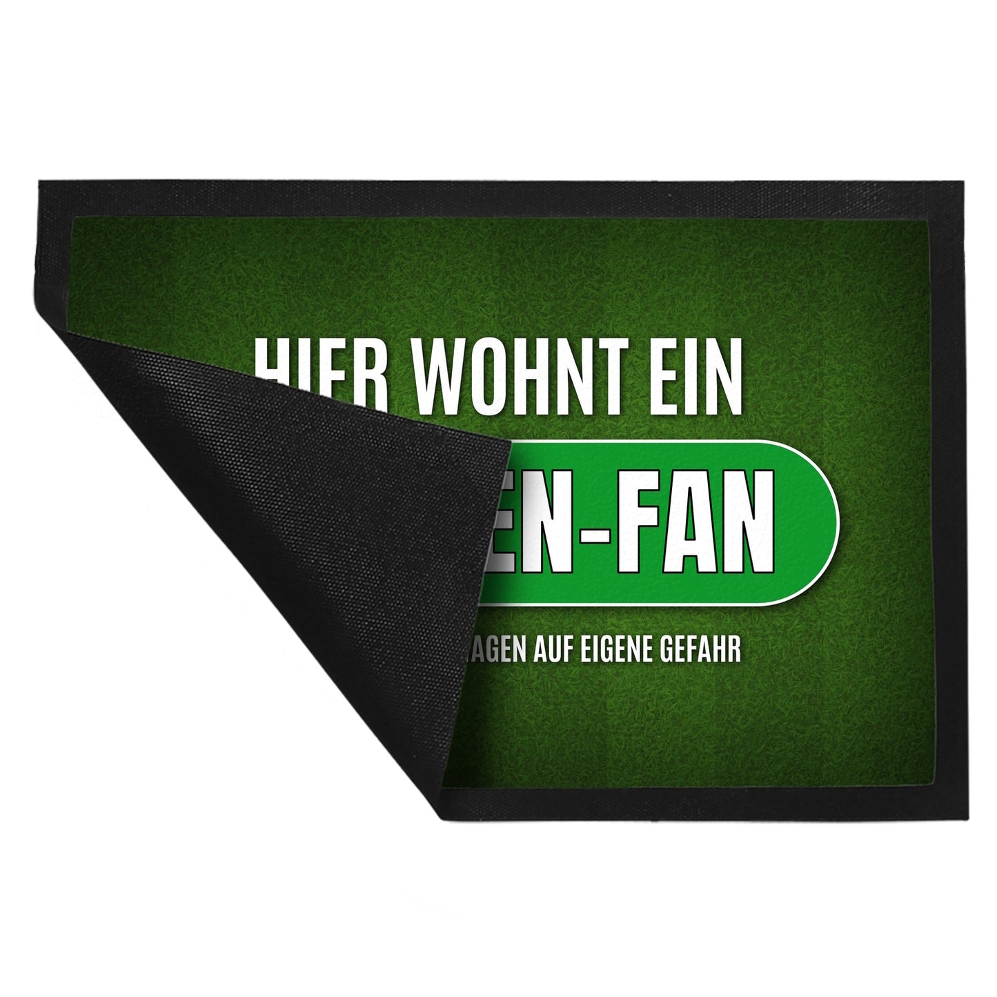 Hier wohnt ein Bremen-Fan Fußmatte XL mit Rasen Motiv