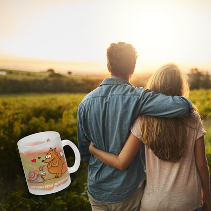 Liebe kennt keine Unterschiede Glas Tasse mit Fuchs und Schnecke Motiv