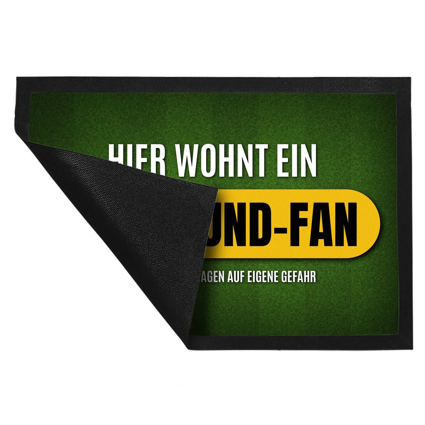 Hier wohnt ein Dortmund-Fan Fußmatte XL mit Rasen Motiv