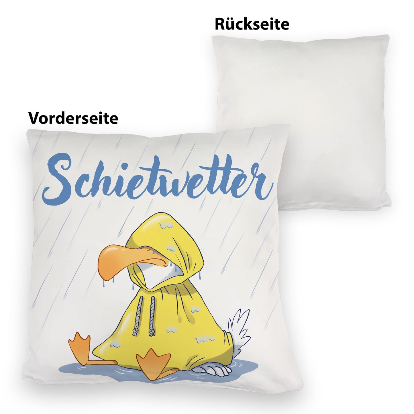 Möwe Kuschelkissen mit Spruch Schietwetter