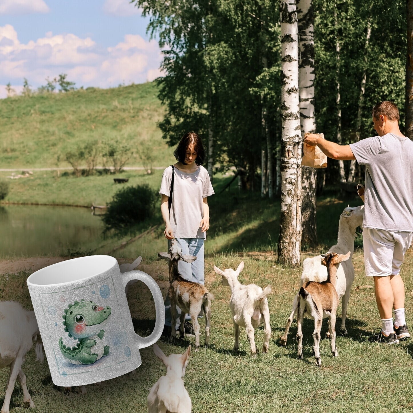 Baby Krokodil Glitzer-Kaffeebecher